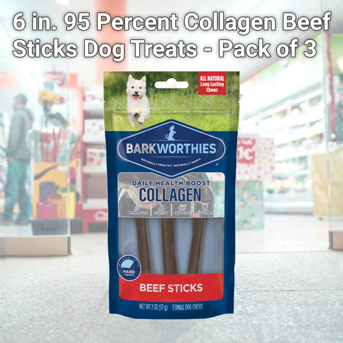 Picture of American Distribution 105955 6 in. 95 Percent Collagen Beef Sticks Dog Treats - Pack of 3