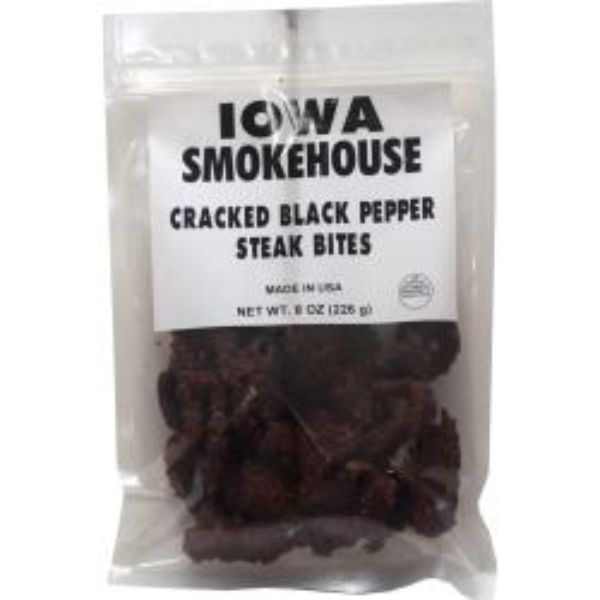 Picture of Iowa Smokehouse & Preferred Wholesale 102989 8 oz Cracked Black Pepper Bites Steak - Pack of 18