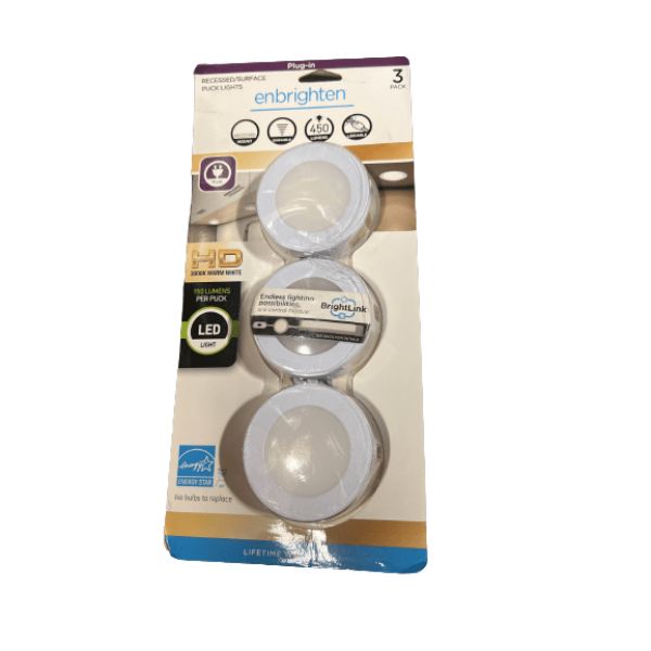 Picture of Jasco Products 106910 LED Plug-In Puck Light, White - 4 Piece - Pack of 3