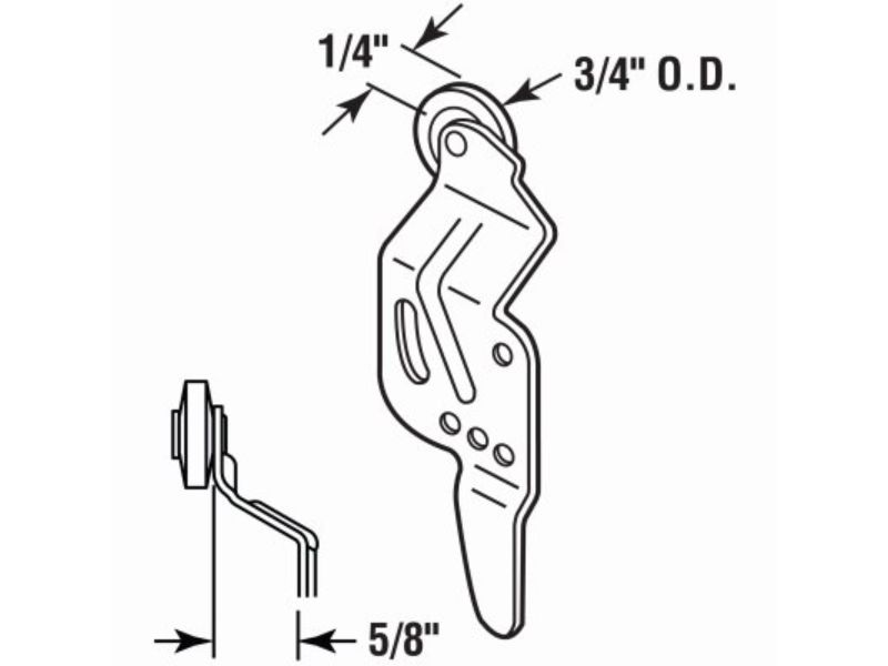107004 0.25 in. Offset Wardrobe Door Roller with Back Panel - 0.75 in. Nylon Roller - Pack of 2 -  Prime Line Products