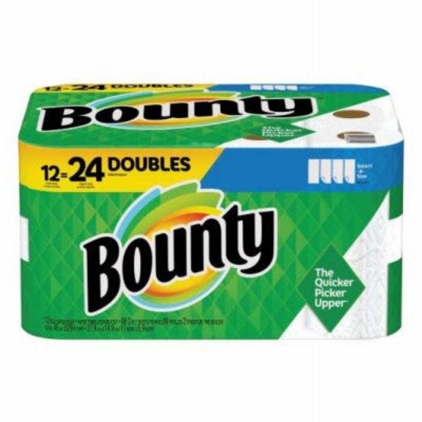 Bounty 12 Double Rolls Select-A-Size Paper Towels, White - 24 Regular Rolls - 12 Count