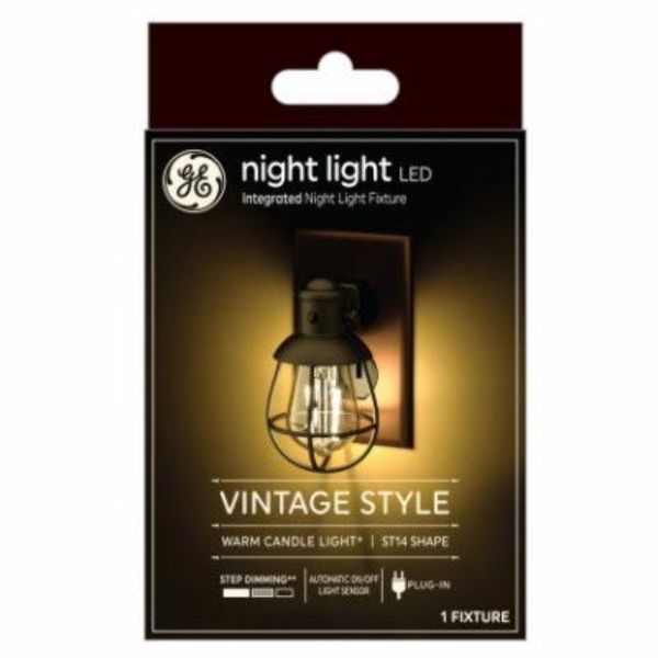 Picture of GE Lighting 107360 Night Light Vintage LED Warm Candlelight Decorative Farmhouse Plug-in Fixture