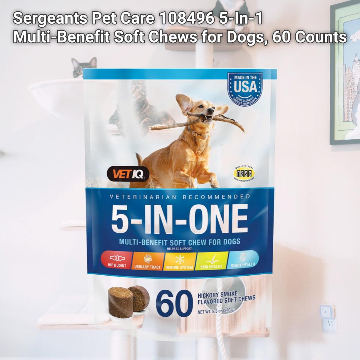 Picture of Sergeants Pet Care 108496 5-In-1 Multi-Benefit Soft Chews for Dogs, 60 Counts