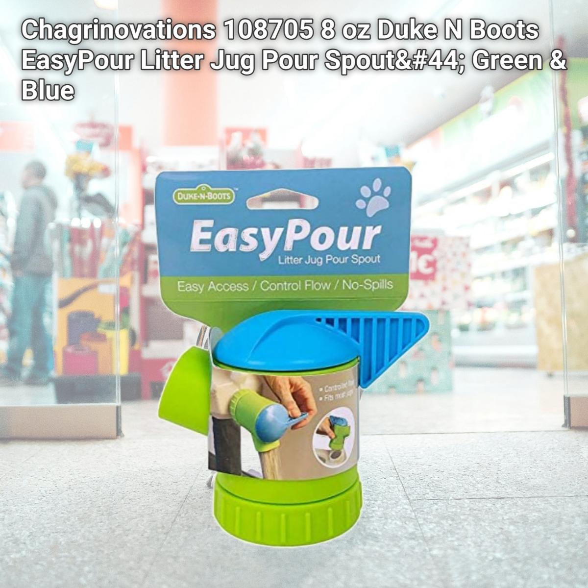 Picture of Chagrinovations 108705 8 oz Duke N Boots EasyPour Litter Jug Pour Spout&#44; Green & Blue