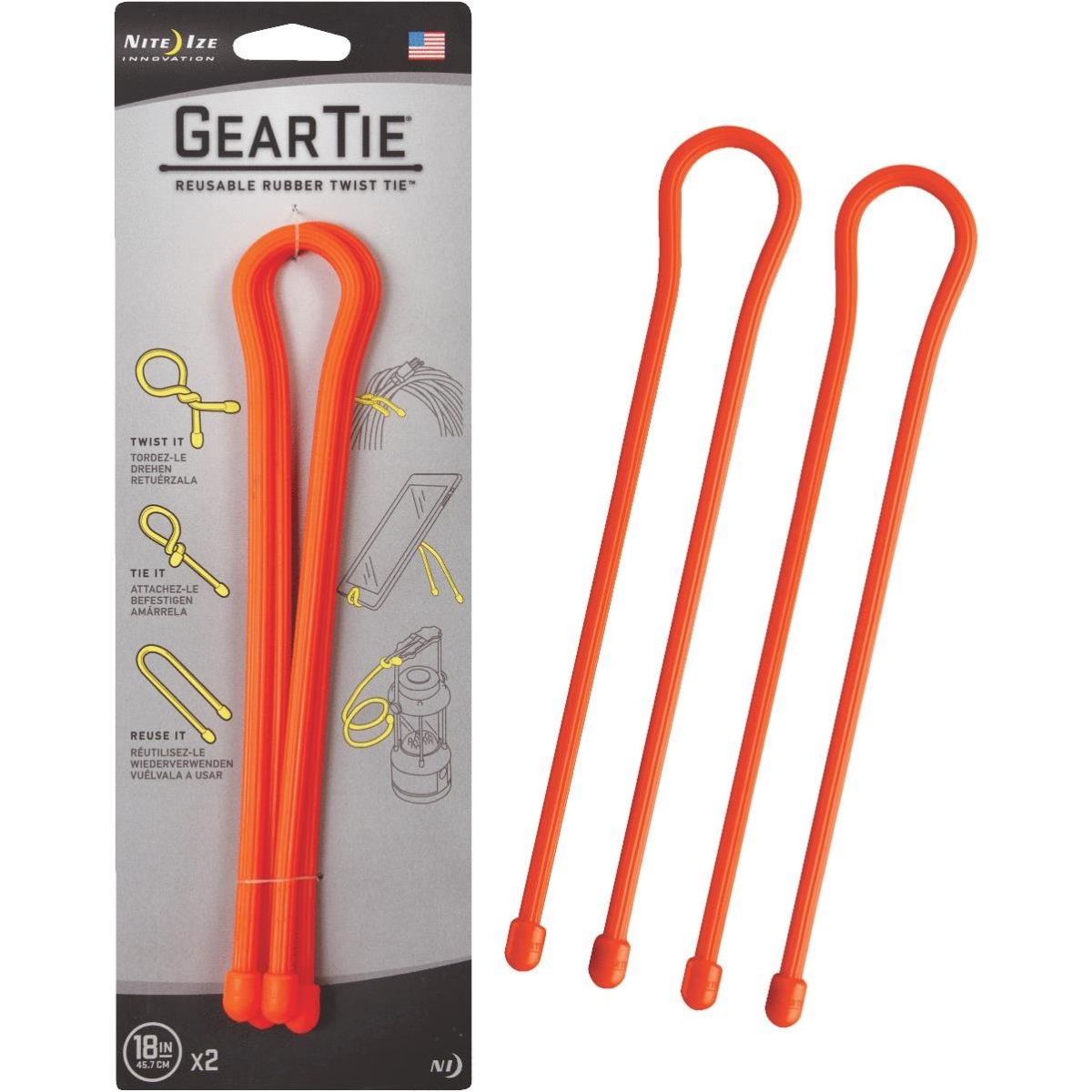 Picture of Nite Ize 138533 18 in. Reusable Rubber Twist Gear Tie, Orange - Pack of 6