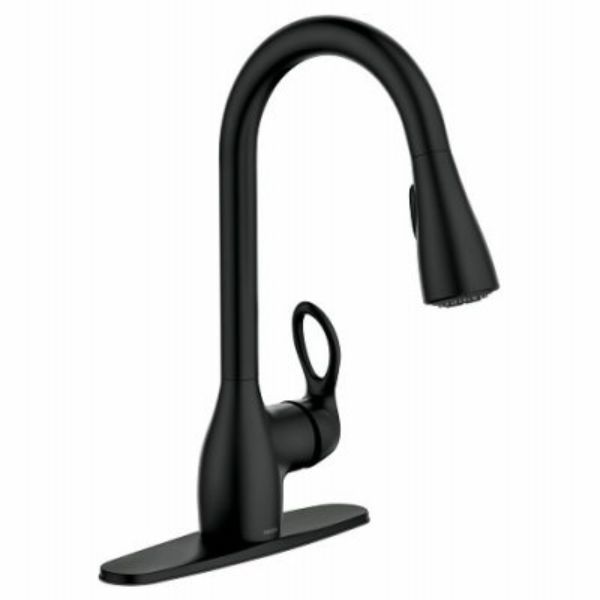 Picture of Moen Faucets 108975 Kleo Single Handle High ARC Kitchen Faucet with Pull-Down Spray, Matte Black