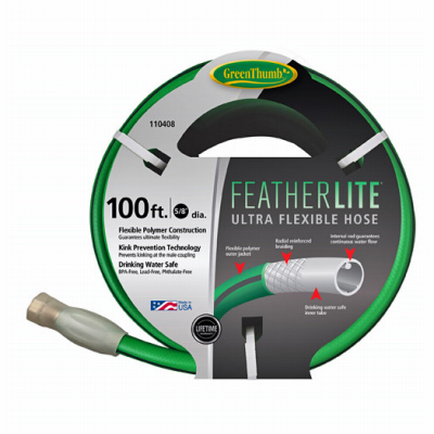 110408 0.62 x 100 in. FeatherLite Ground Hose, Green Thumb - Case of 3 -  Flexon