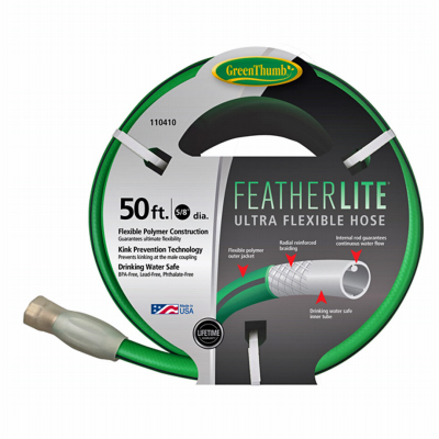 0.62 x 50 in. FeatherLite Ground Hose, Green Thumb
