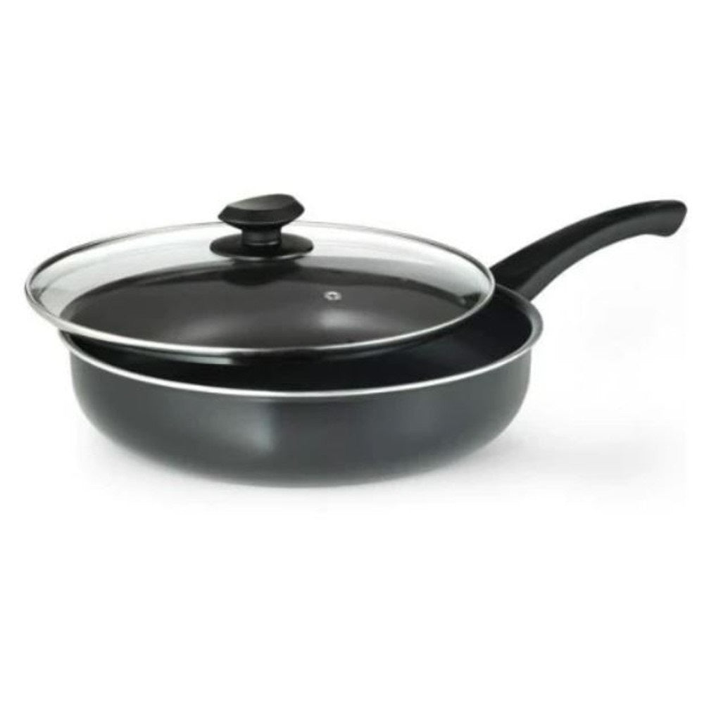 Picture of Epoca International 111417 4.5 qt. Aluminum Non-Stick Deep Saute Pan & Glass Lid with Lift Knob, Gray