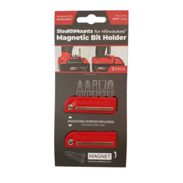 Stealthmounts RED Bit Holder for Milwaukee M18 2 Pack - BH-MW18-RED-2-LF