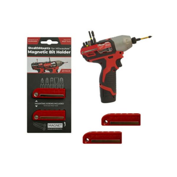Stealthmounts Bit Holder for Milwaukee M12 2 Pack Red - BH-MW12-RED-2