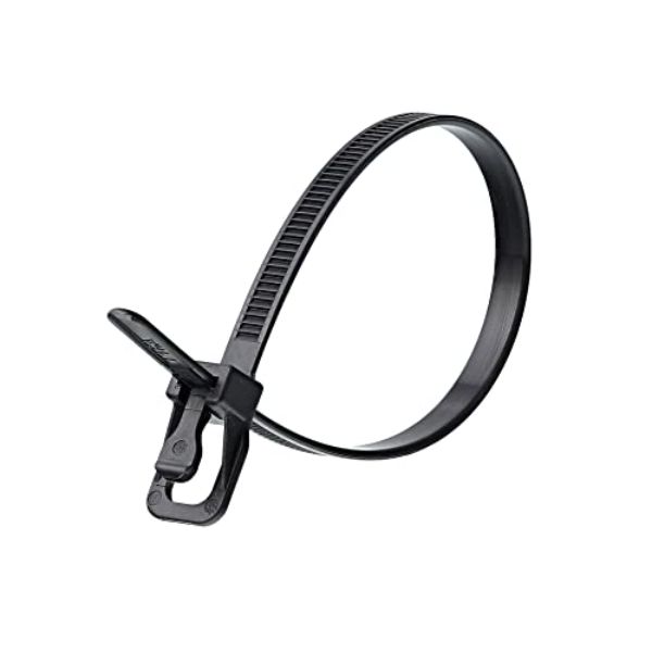Cable Tie, 6 in L, 1.40 in Max Bundle Dia., Black, Nylon 6/6, 50 lb Strength, 20 PK