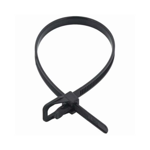 Cable Tie, 8 in L, 2.16 in Max Bundle Dia., Black, Nylon 6/6, 50 lb Strength, 20 PK