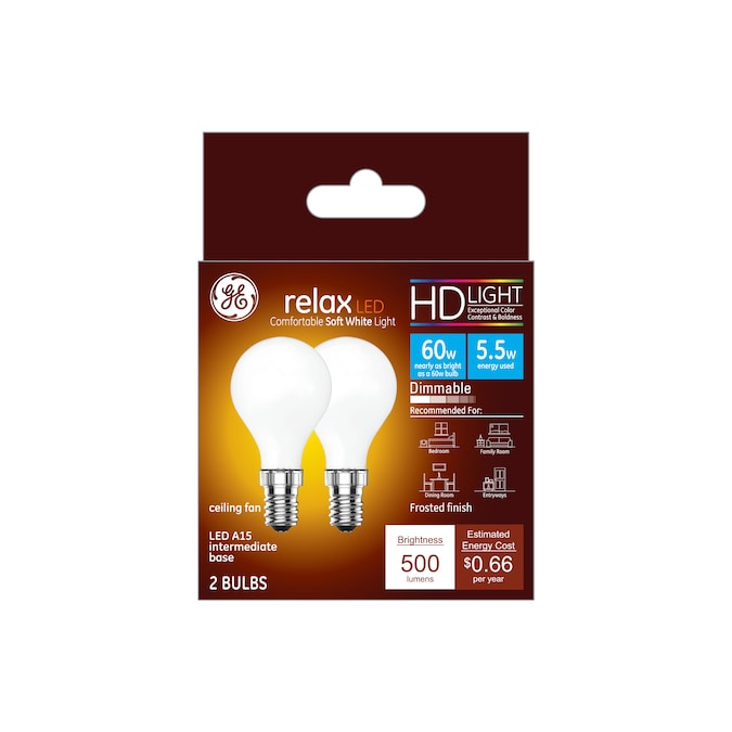 5.5W A15F Frosted Glass Bulb - Pack of 2