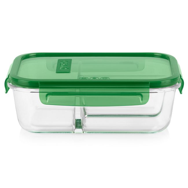 Picture of Instant Brands Housewares 111670 5.9 Cup Pyrex MealBox Divided Glass Food Storage Container with Dark Green Lid