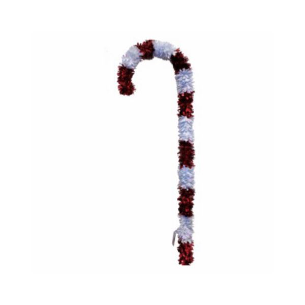 Jumbo Candy Cane with Red & Opal Crystal Cut Tinsel & Stake, Pack of 18