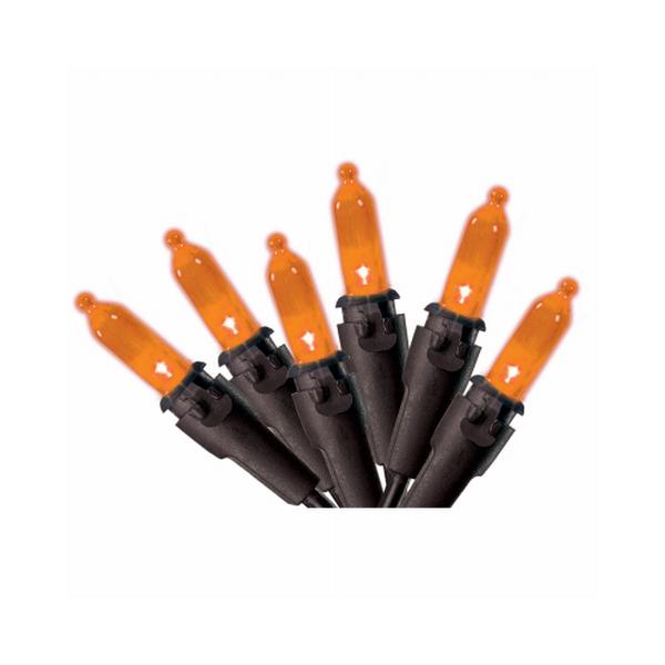 100 Count LED Mini Christmas Light Set, Orange - Pack of 12