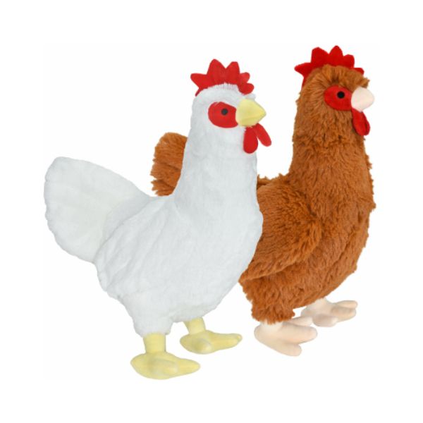 Picture of Multipet International 116361 12 in. Plush Chicken Dog Toy&#44; Brown & White - 1 assorted