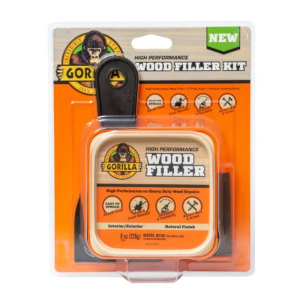 6 oz All Purpose Wood Filler Repair Kit with Putty Knife & Sanding Block, Natural - Pack of 2