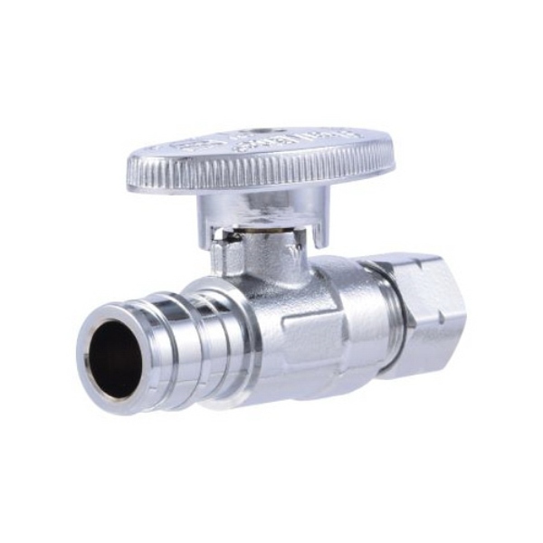 Ball Valve, 1/2 x 3/8 in Connection, Compression, 125 psi Pressure, Brass Body