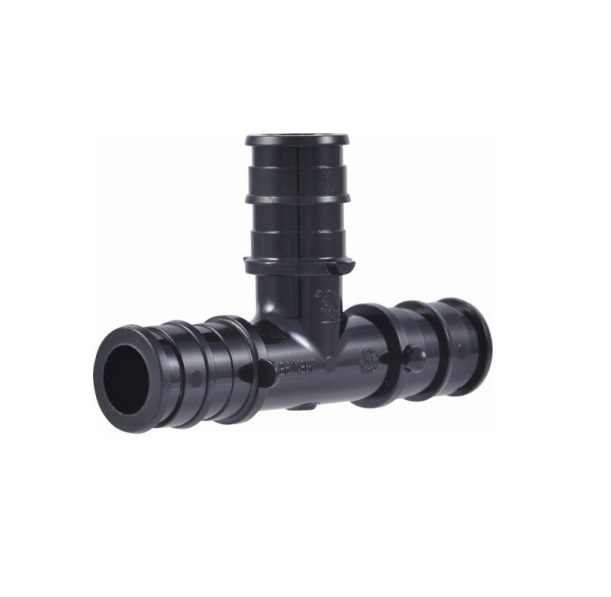 Expansion Reducing Tee, 1 x 1 x 3/4 in, Barb, Polysulfone, Black, 160 psi Pressure