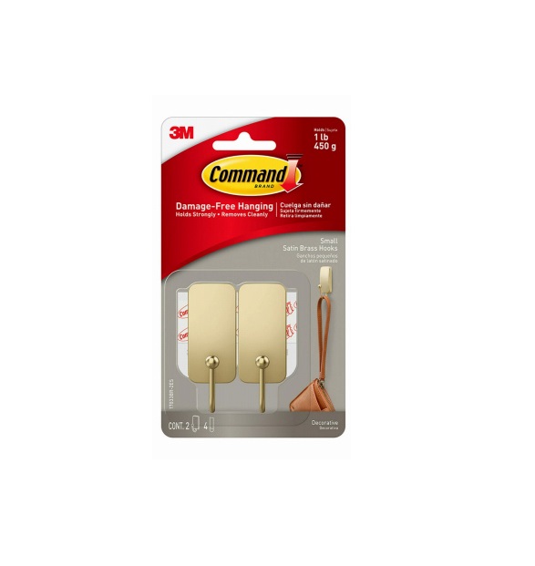 Picture of 3M 118822 Small Satin Brass Hook - 2 per Pack - Pack of 4