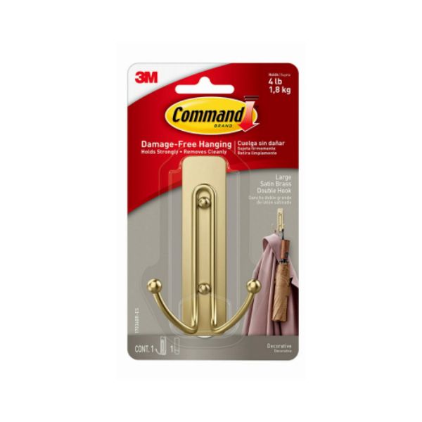 Picture of 3M 118830 Large Satin Brass Double Hook, Case of 4