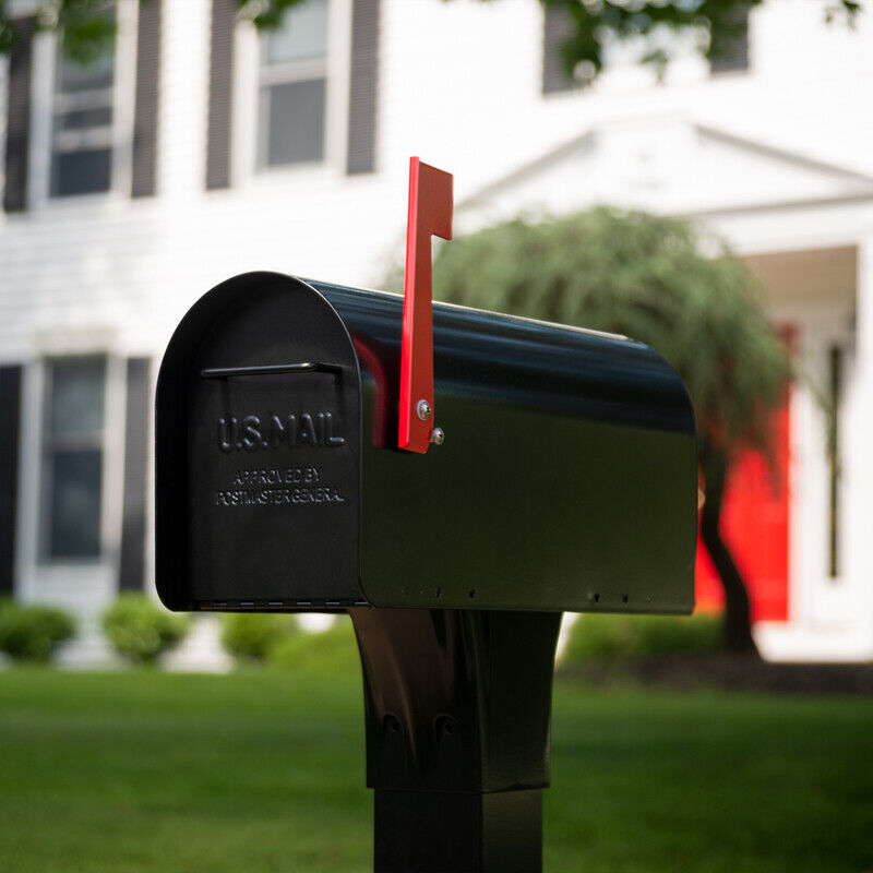 Post Mount Mailbox, Black - Large