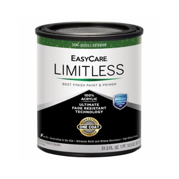 1 qt. EasyCare Limitless Exterior Latex House Semi-Gloss Paint & Primer, White - Pack of 4