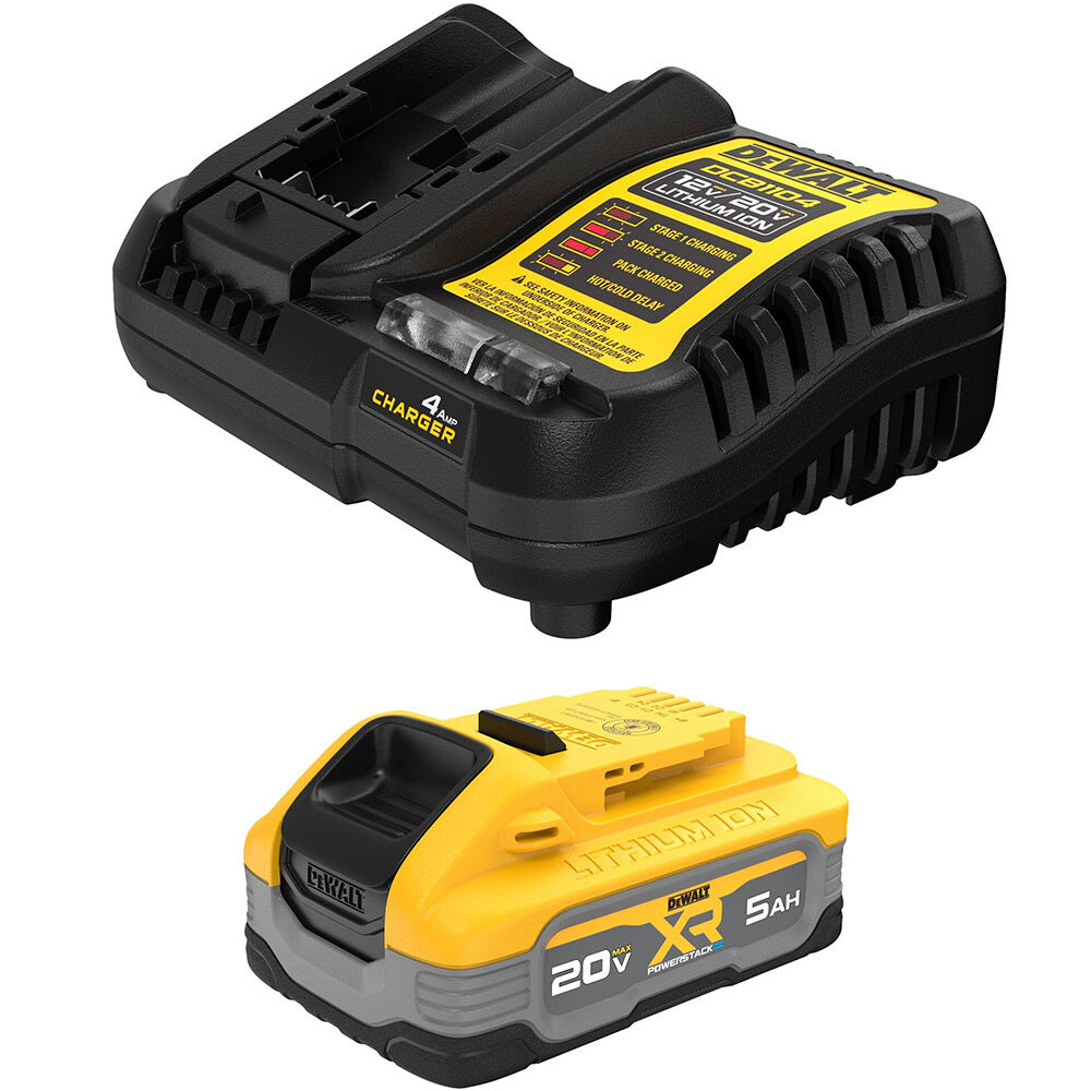 Picture of Black & Decker Dewalt 119830 20V Max Powerstack 5.0 Ah Battery Starter Kit&#44; Black & Yellow