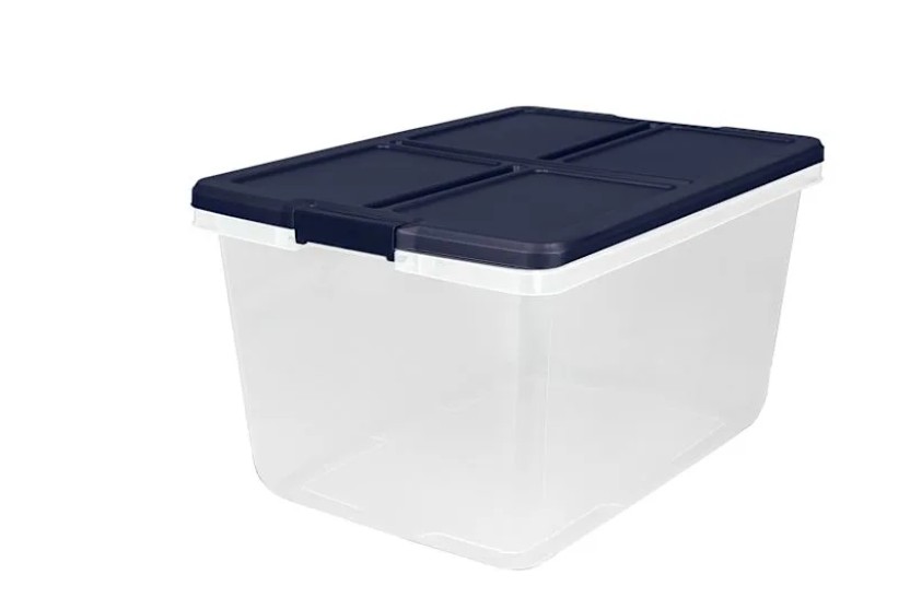 66 qt. Latch Bin, White & Blue