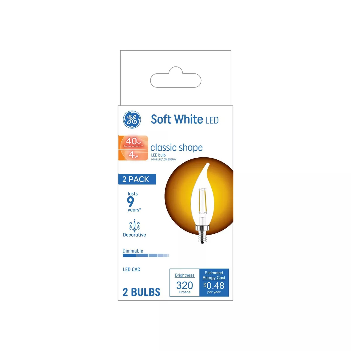 Picture of GE Lighting 125064 GE 4W CAC Bulb&#44; Clear - Set of 2 - Pack of 6