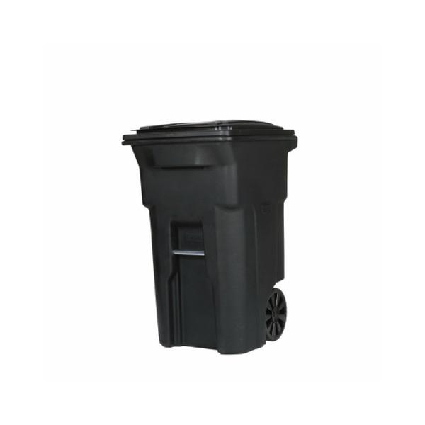 64 Gal. Black Outdoor Trash Can With Attached Lid & Wheels