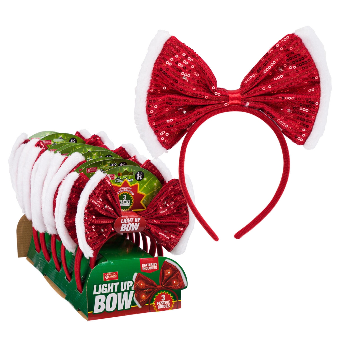 LED Red Bow Headband - Pack of 12