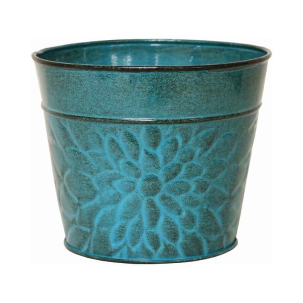 6 in. Laurel Sheet Metal Planter  Lagoon Green
