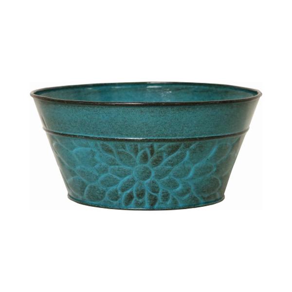 8 in. Laurel Sheet Metal Bowl Planter  Lagoon Green