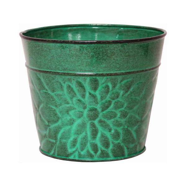 8 in. Laurel Sheet Metal Planter  Aqua Blue
