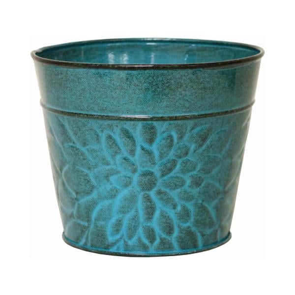 8 in. Laurel Sheet Metal Planter  Lagoon Green