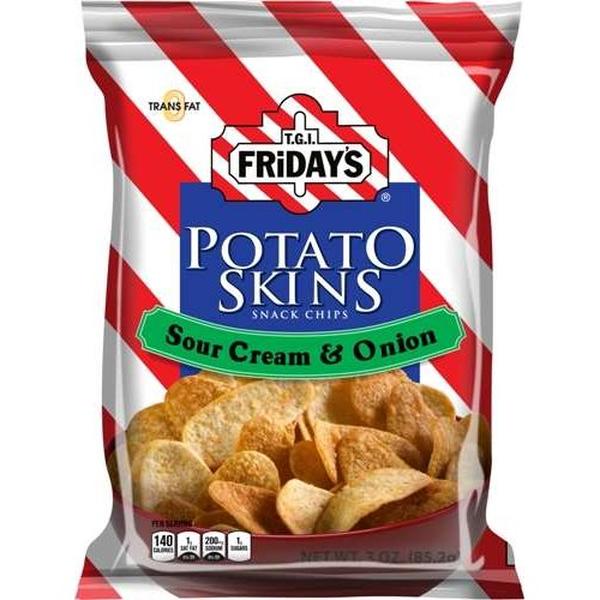 3 oz UTZ TGI Fridays Sour Cream & Onion Potato Skins Chips - Pack of 6