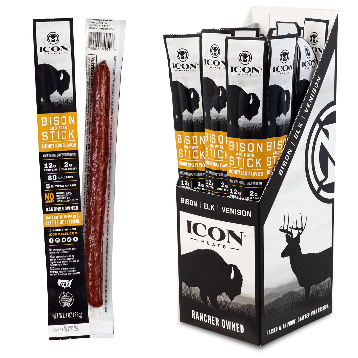 Icon 1 oz BBQ Bison Stick, Case of 24