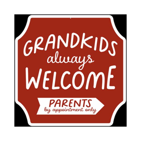 129585 12 x 12 in. Grandkids Welcome Metal Sign, Pack of 4
