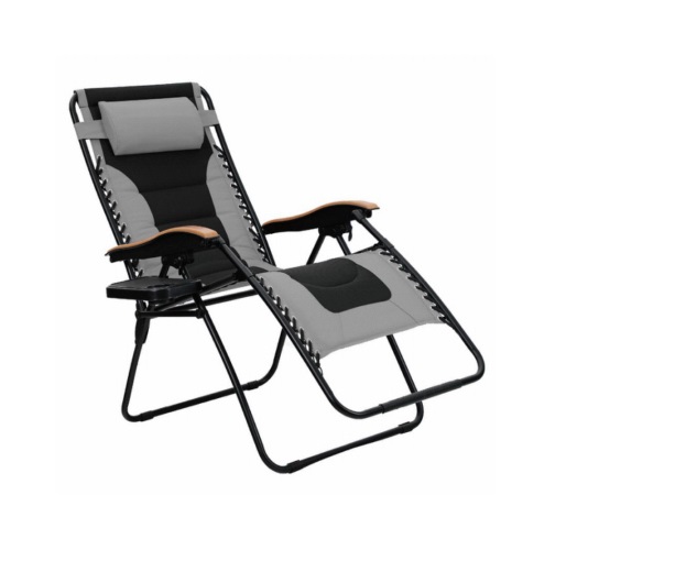 Picture of Cocam 122339 Oversized Padded Zero Gravity Chair witth Cup Holder & Wooden Armrests