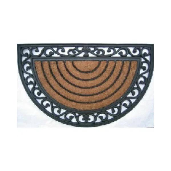 18in x 30in Half Round Scrolled Edge & Coir Door Mat