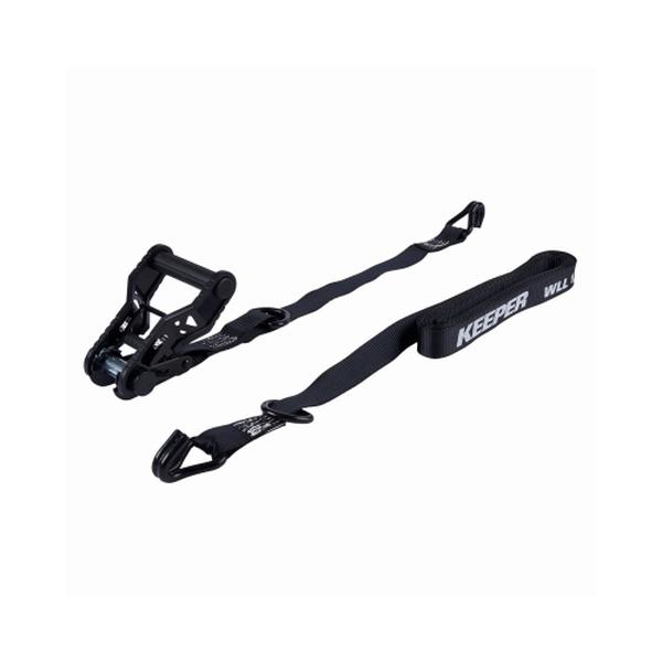 Tie-Down, 1-1/4 in W, 16 ft L, Black, 1000 lb Working Load, J-Hook End, 2/PK, 2PK