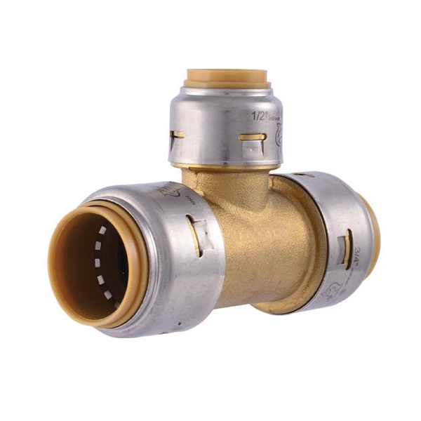 0.75 x 0.5 x 0.5 in. Reducing Push Fit Pipe Tee