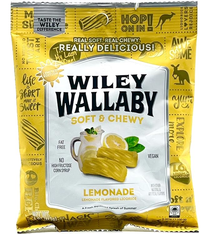 Picture of Kennys Candy & Confections 131829 10 oz Lemonade Licorice Wiley Wallaby - Pack of 10