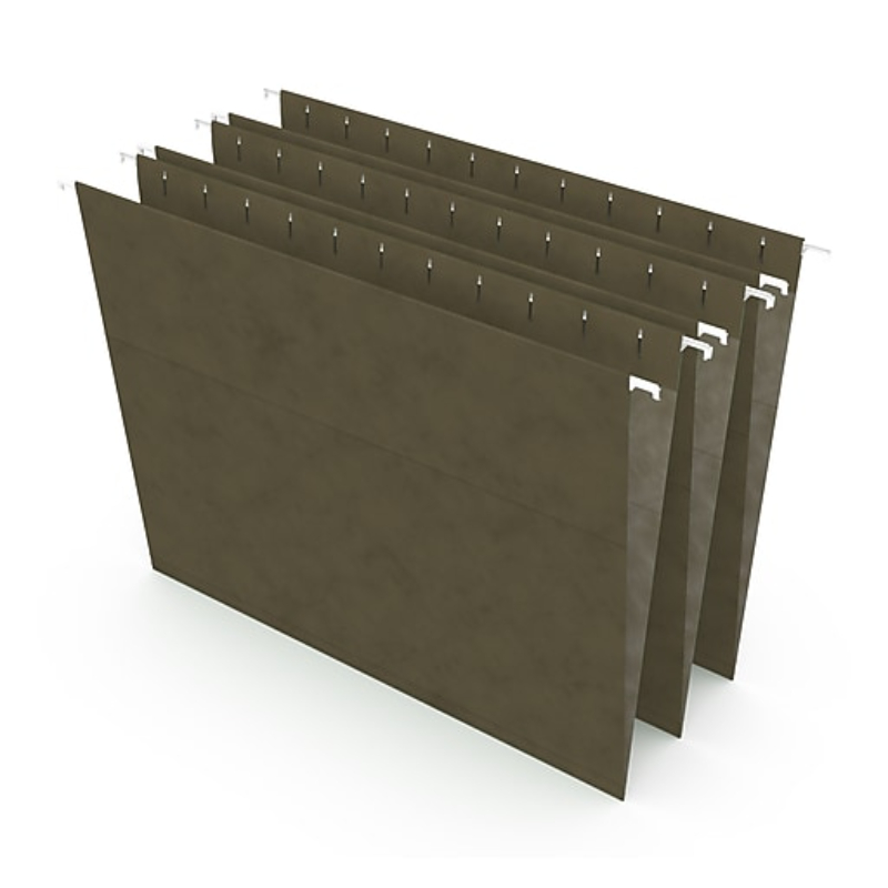 Recycled Hanging File Folders, Letter Size, Standard Green - Pack of 25