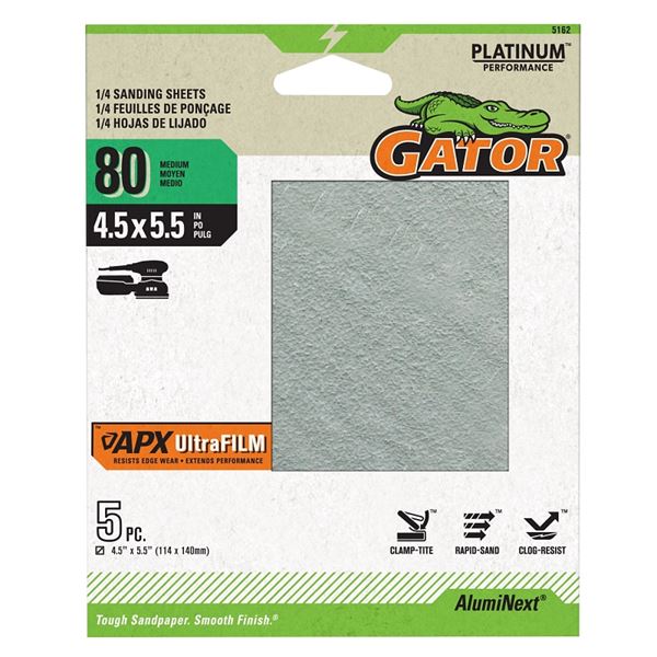 134854 4.5 x 5.5 in. Paper Sand - 0.25 Sheets - 80 Grit - Pack of 5 -  Ali Industries