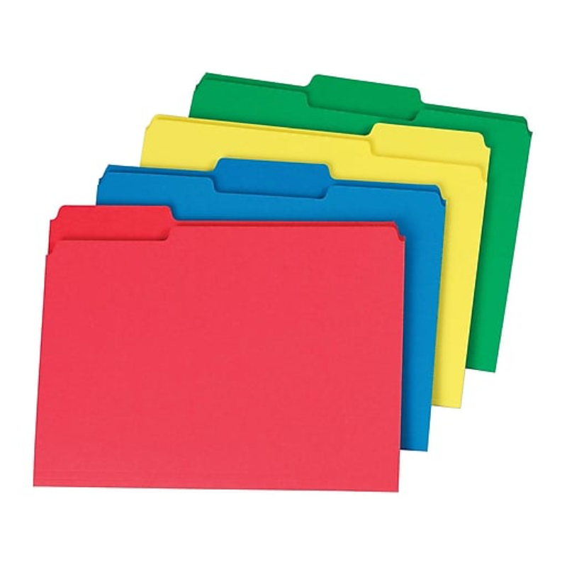 0.33 Cut Tab File Folders - Letter Size, Assorted Colors - Pack of 24