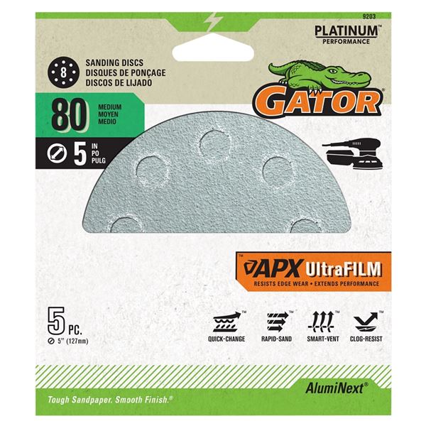 5 in. Sanding Disc - 80 Grit - Pack of 5
